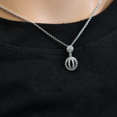 White 14k White Gold Circle Pendant .47 Ctw